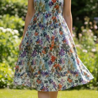 Viskóza SATIN Flowie Kin off white digital print