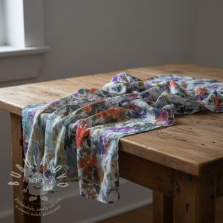 Viskóza SATIN Flowie Kin off white digital print