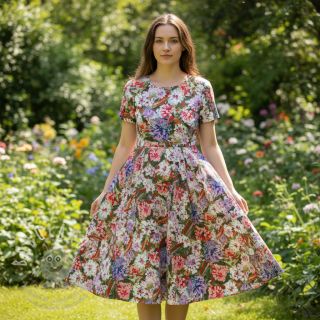 Viskóza SATIN Old fashion flowers digital print