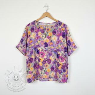 Viskóza SATIN Lavender flowers digital printt