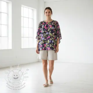 Viskóza RADIANCE Flower Uma navy digital print