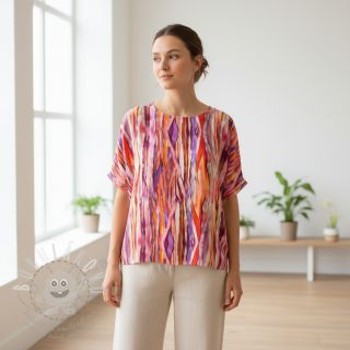 Viskóza RADIANCE Abstract stripes pink digital print