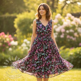 Viskóza RADIANCE Barbara black digital print