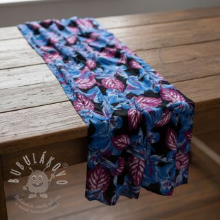 Viskóza RADIANCE Anabella leaves black digital print