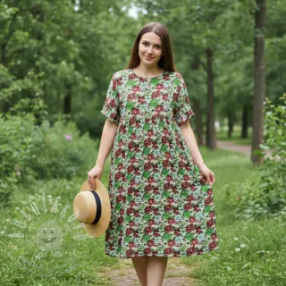 Viskóza RAYON POPLIN Knitted design E digital print