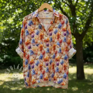 Viskóza RAYON POPLIN Leafs design D digital print