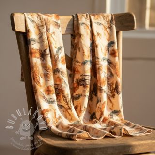 Viskóza RAYON POPLIN Feathers design C digital print