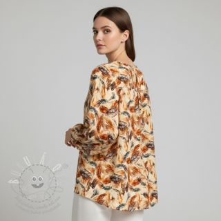 Viskóza RAYON POPLIN Feathers design C digital print