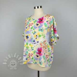 Viskóza STRETCH Watercolour flowers design B digital print