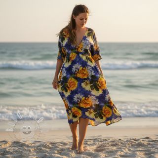 Viskóza Artistic flowers design B digital print