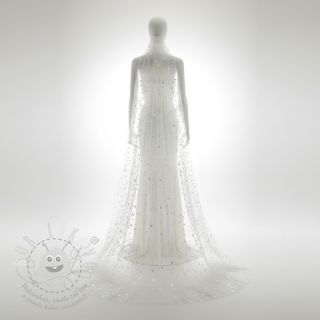 Tyl na TUTU Rainbow HEARTS off white