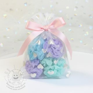 Tyl na TUTU Rainbow HEARTS off white