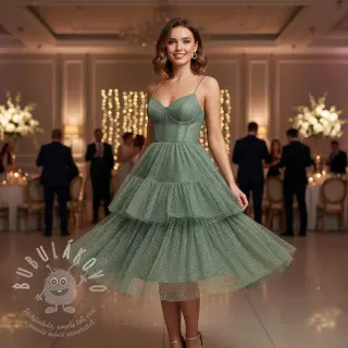 Tyl na TUTU ROYAL SPARKLE old green gold