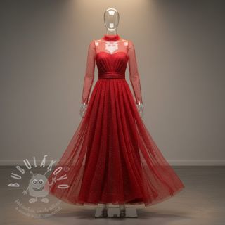 Tyl na TUTU ROYAL SPARKLE red silver