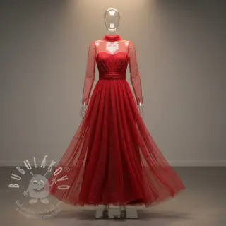 Tyl na TUTU ROYAL SPARKLE red silver