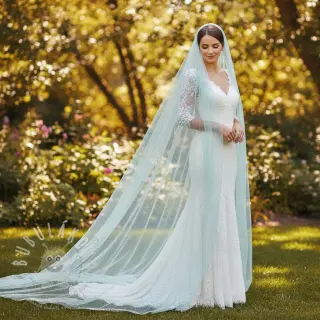 Tyl na TUTU ROYAL SPARKLE light blue gold