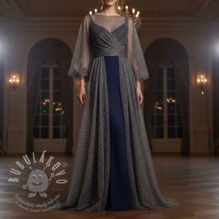 Tyl na TUTU ROYAL SPARKLE dark grey silver