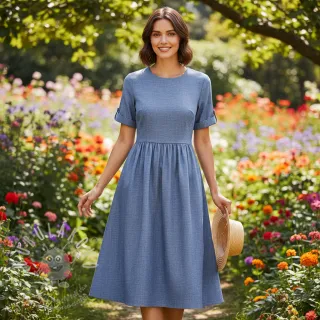 Len s bavlnou Lico navy