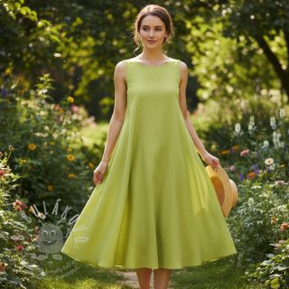 Len s bavlnou Fishbone bright green