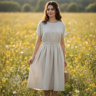 Len s bavlnou Lira mini stripe beige