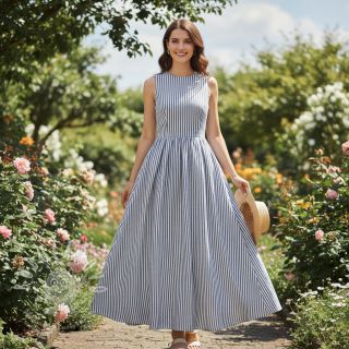 Len s bavlnou Lira big stripe jeans