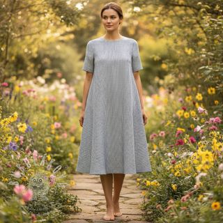 Len s bavlnou Lira mini stripe jeans