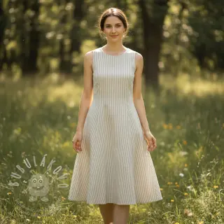 Len s bavlnou Lira big stripe beige