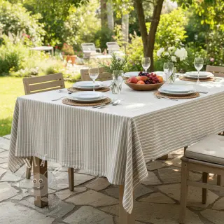 Len s bavlnou Lira big stripe beige
