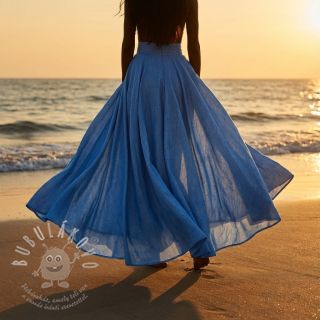 Len s bavlnou Fishbone cobalt