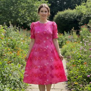 Bavlněná látka TIE DYE EMBROIDERY Poppy design U