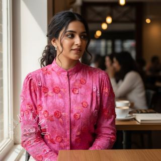 Bavlněná látka TIE DYE EMBROIDERY Poppy design U