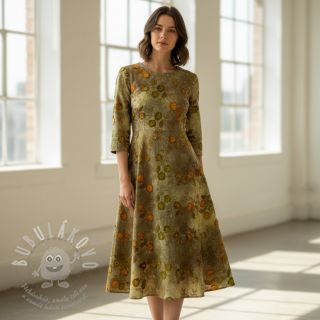 Bavlněná látka TIE DYE EMBROIDERY Poppy design P