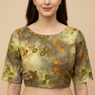 Bavlněná látka TIE DYE EMBROIDERY Poppy design P