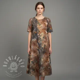 Bavlněná látka TIE DYE EMBROIDERY Poppy design M