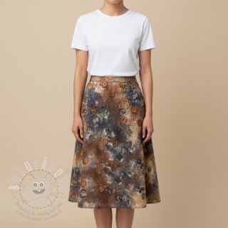 Bavlněná látka TIE DYE EMBROIDERY Poppy design M