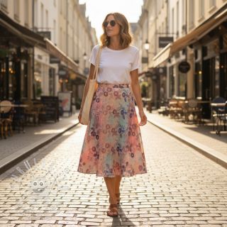 Bavlněná látka TIE DYE EMBROIDERY Poppy design R