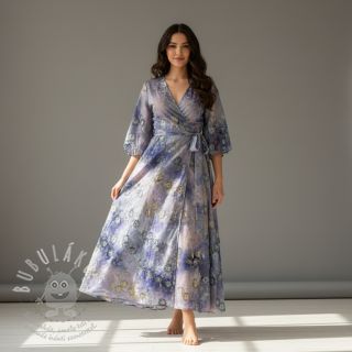 Bavlněná látka TIE DYE EMBROIDERY Poppy design T