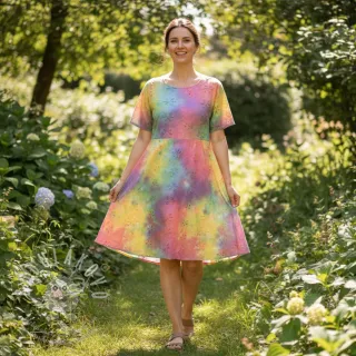 Bavlněná látka EMBROIDERY Tie dye Della design A