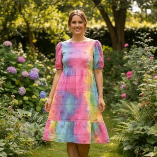 Bavlněná látka EMBROIDERY Tie dye Della design B