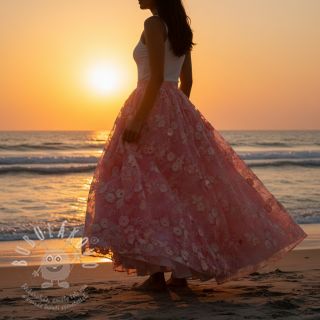 Bavlněná látka TIE DYE EMBROIDERY Poppy design K