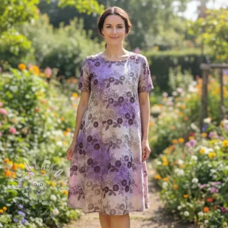Bavlněná látka TIE DYE EMBROIDERY Poppy design J