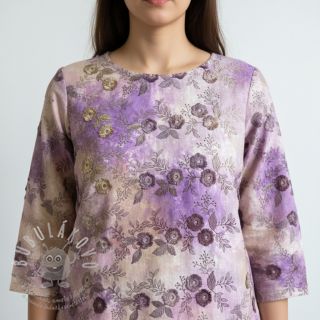 Bavlněná látka TIE DYE EMBROIDERY Poppy design J