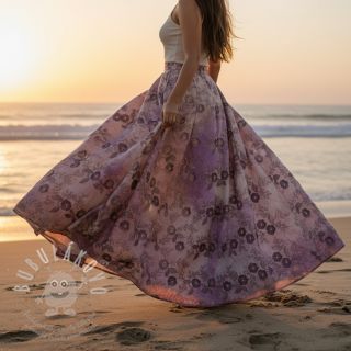 Bavlněná látka TIE DYE EMBROIDERY Poppy design J