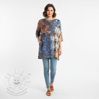 Bavlněná látka TIE DYE EMBROIDERY Poppy design I