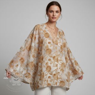 Bavlněná látka TIE DYE EMBROIDERY Swingy design A