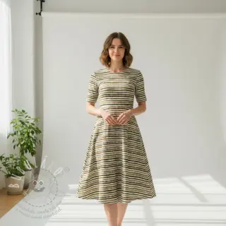 Bavlněná látka Small stripes Snoozy taupe