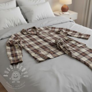 Bavlněná látka YARN DYED CHECK BRUSHED brown