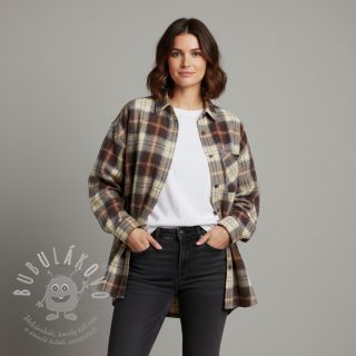 Bavlněná látka YARN DYED CHECK BRUSHED brown