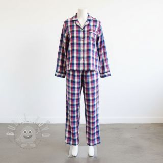 Bavlněná látka YARN DYED Square cerise