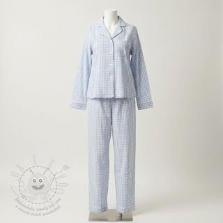 Bavlněná látka YARN DYED CHECK BRUSHED light blue